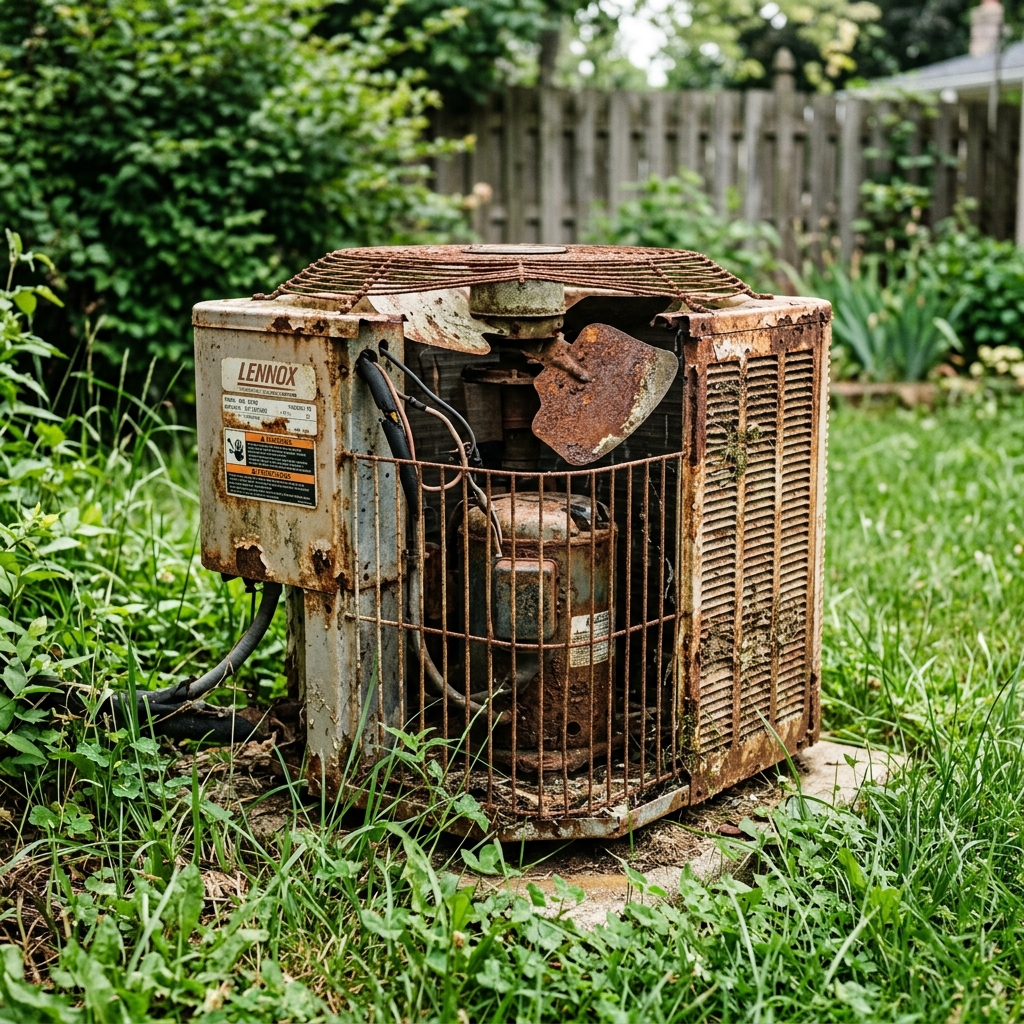 Rusted AC Compressor unit